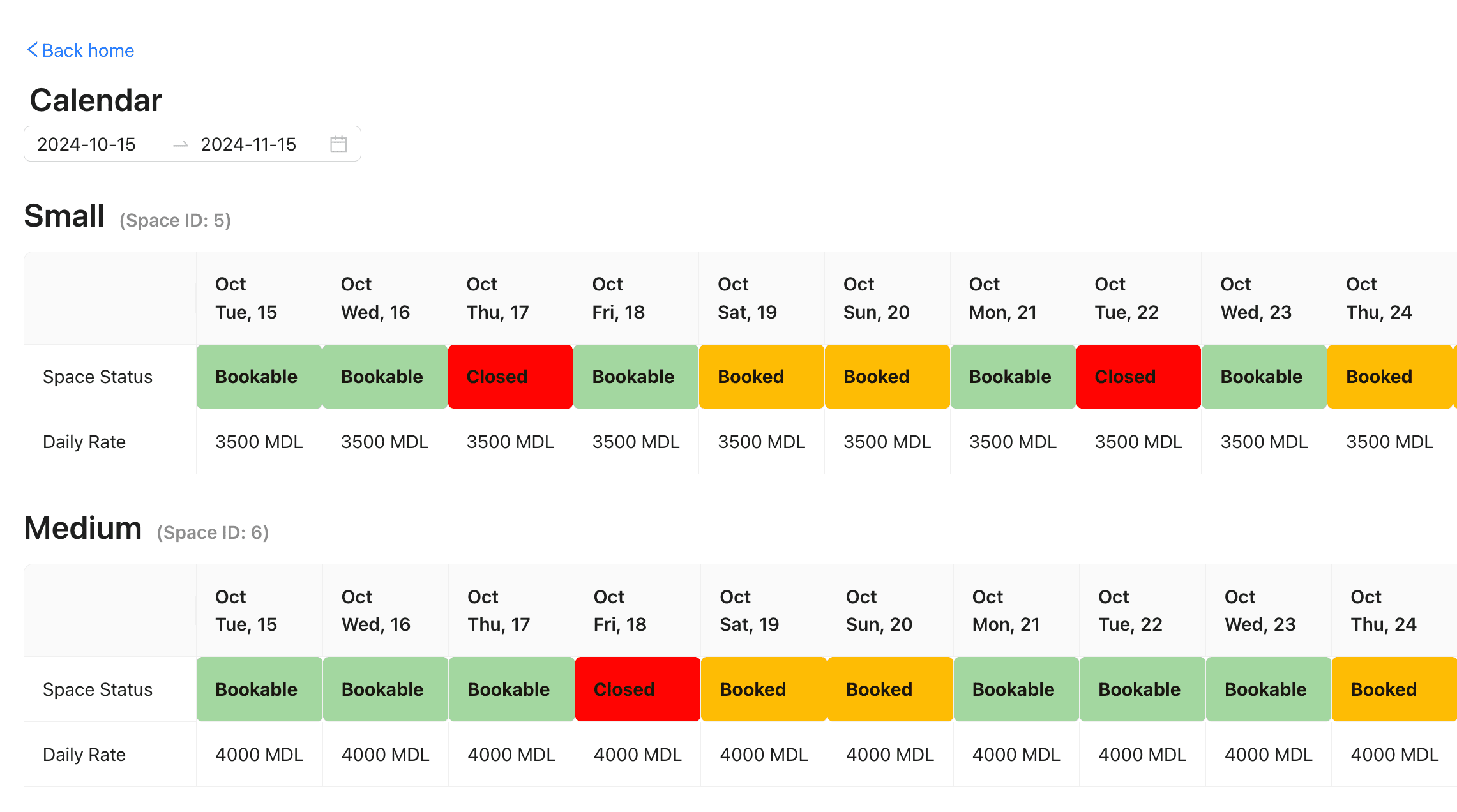 Conference Room Calendar